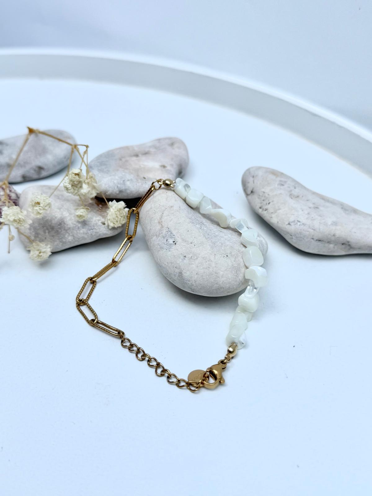 White Stone & Chain Bracelet - Slika 2